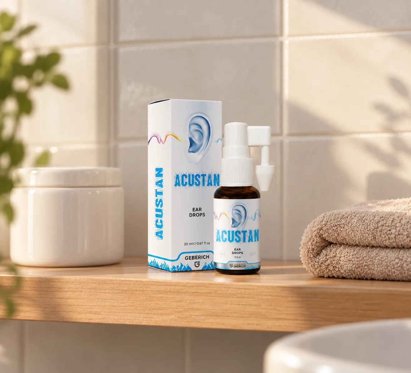 ACUSTAN drops — Verpackung im Alltag